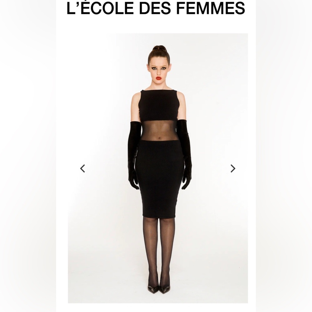 NWOT L'Ecole Des Femmes Knit & Mesh Dress Modern Audrey Hepburn Vibes LBD